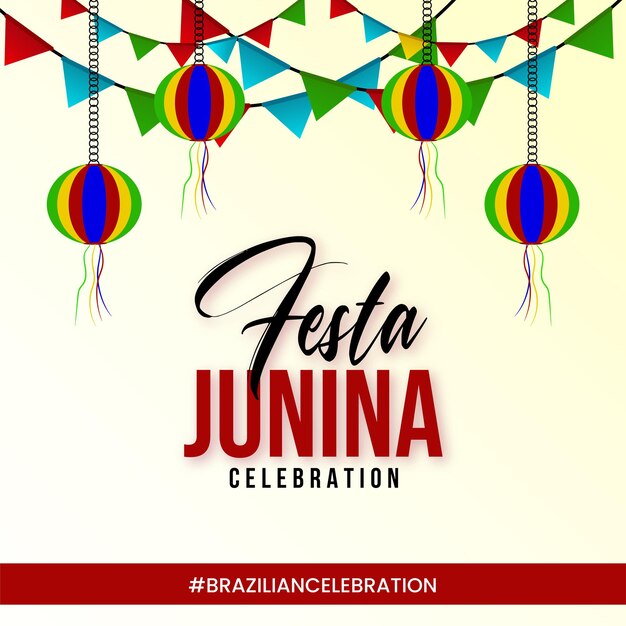 Happy Festa Junina Red Green Blue Background Social Media Design Banner Free Vector