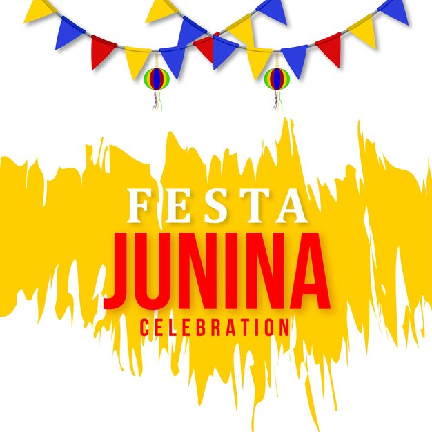 Happy Festa Junina Yellow Blue Red Background Social Media Design Banner Free Vector