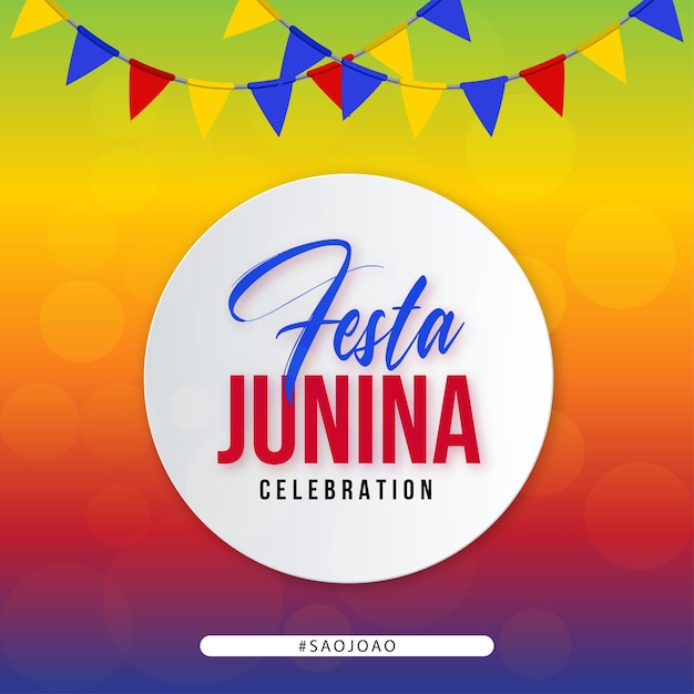 Happy Festa Junina Yellow Green Red Background Social Media Design Banner Free Vector