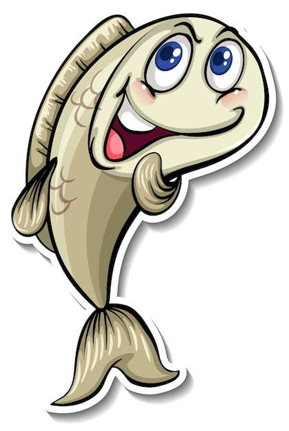 Happy fish cartoon character sticker