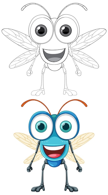 Free vector happy fly cartoon character doodle