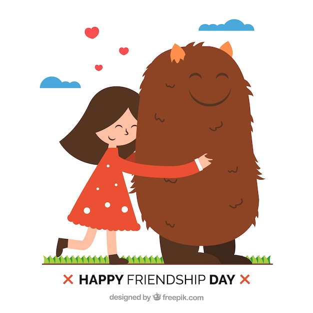 Happy friendship day background with monster