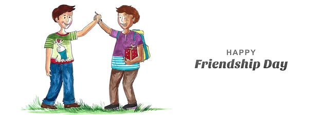 Happy friendship day greeting card banner design