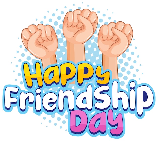 Free Vector happy friendship day logo with three fists