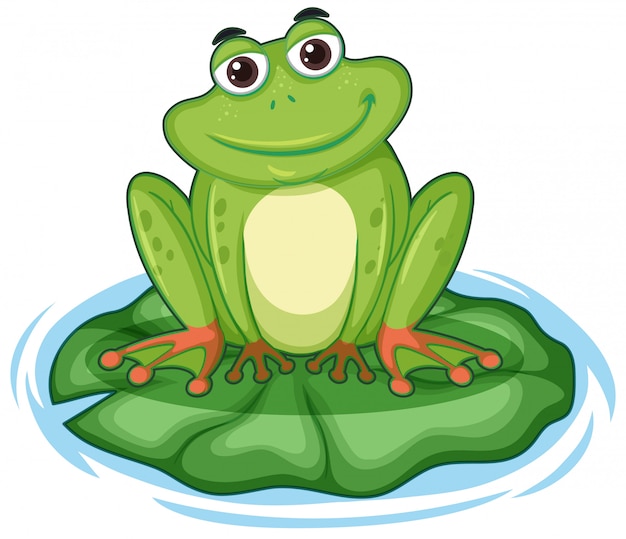 Free vector happy frong sitting on lotus leaf