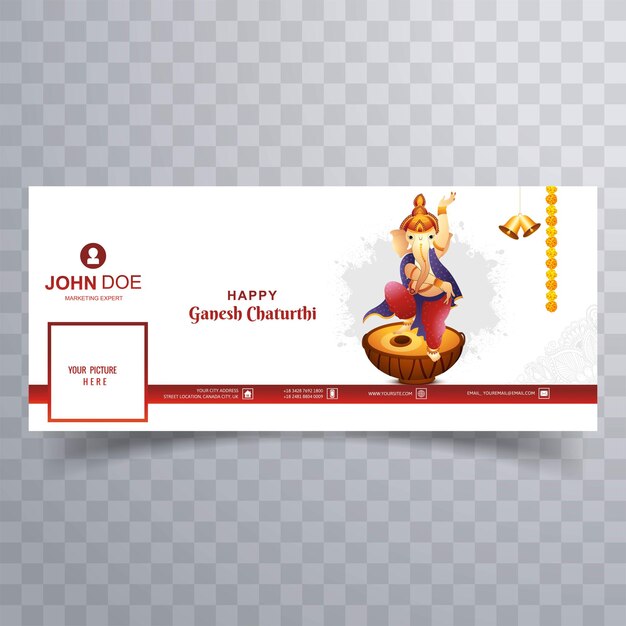 Free Vector happy ganesh chaturthi celebration facebook cover background