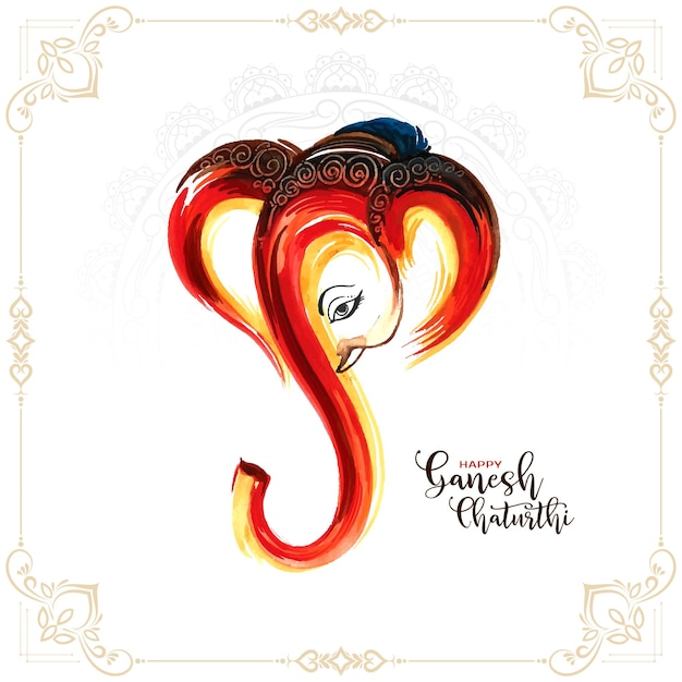 Happy Ganesh Chaturthi festival decorative artistic card design