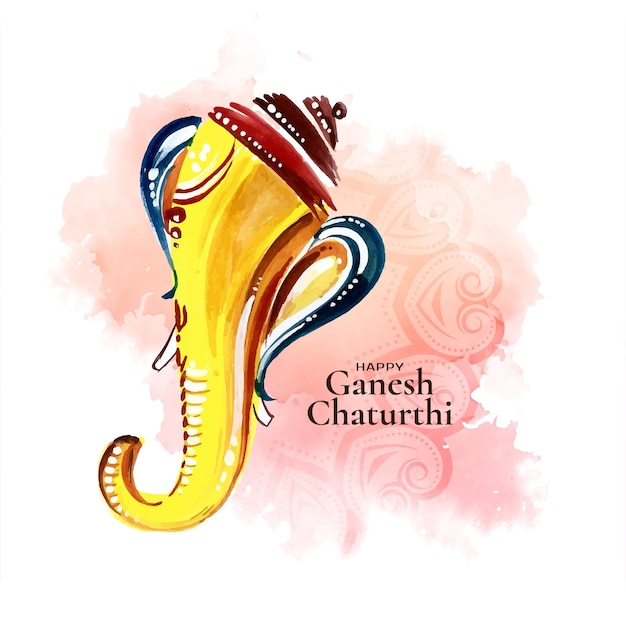 Happy Ganesh Chaturthi festival lord Ganesha face design card