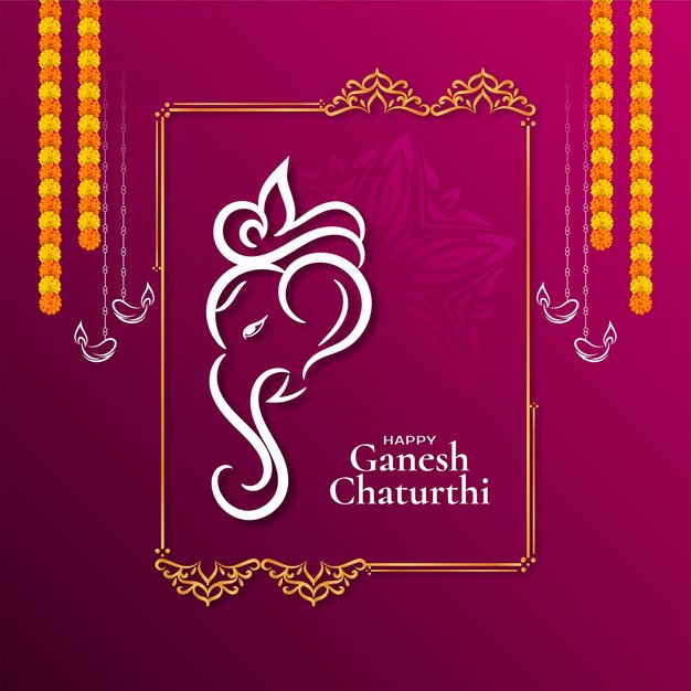 Happy Ganesh Chaturthi hindu festival decorative frame background vector