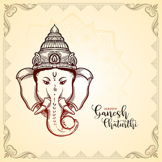 Free Vector happy ganesh chaturthi indian festival card with lord ganesha design