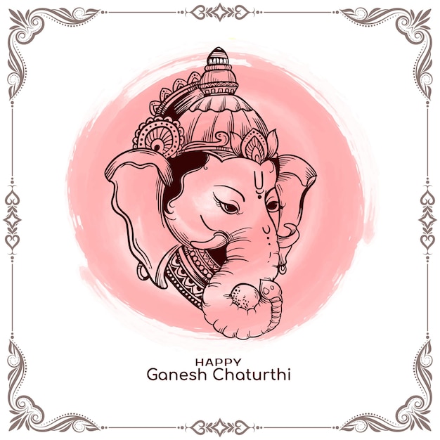 Free vector happy ganesh chaturthi indian festival card with lord ganesha design