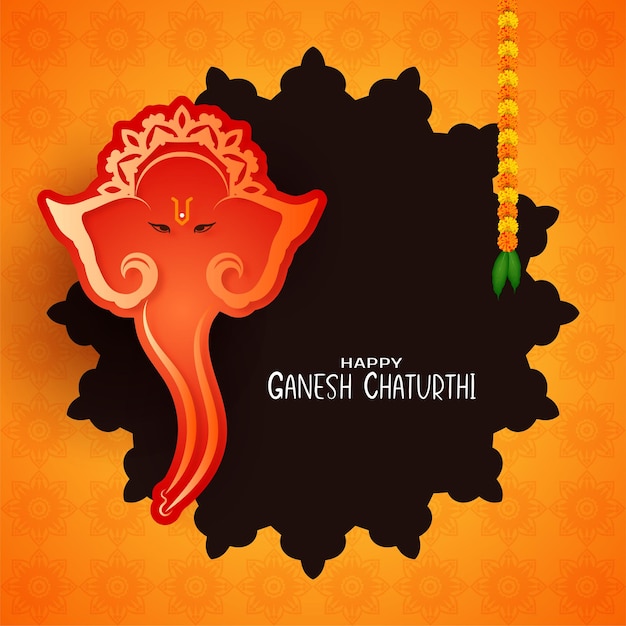 Free vector happy ganesh chaturthi indian festival yellow decorative card