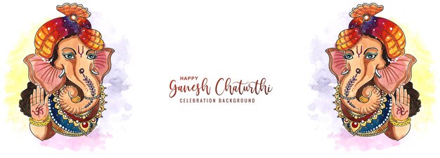 Happy ganesh chaturthi traditional greeting card banner background