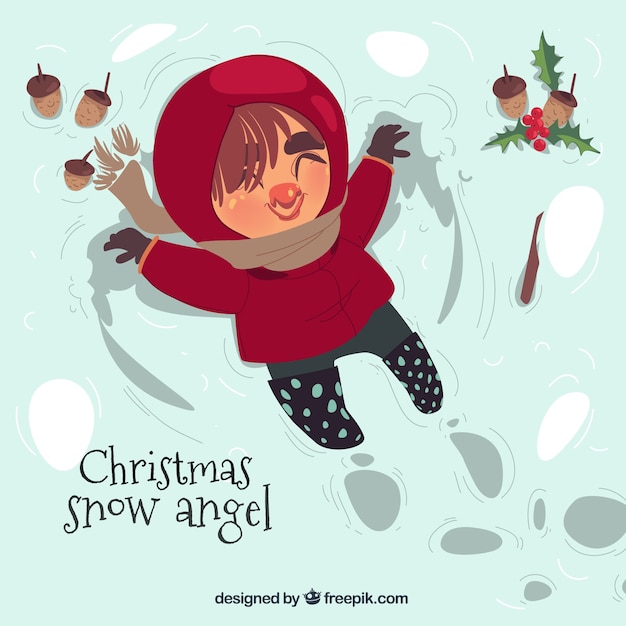 Free vector happy girl making a snow angel