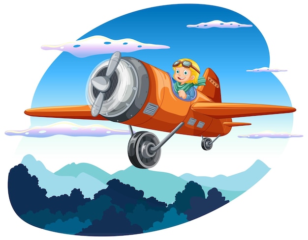 Free Vector happy girl riding plane in the sky