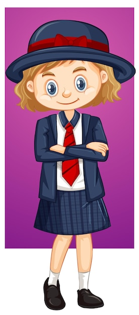 Free vector happy girl in school uniform