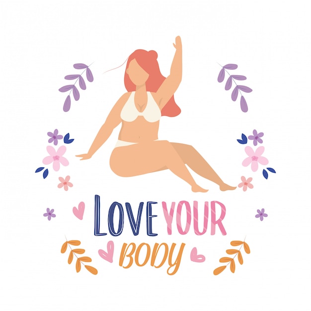 Free Vector happy girl wearing underclothes with branches plants