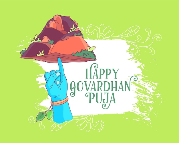 Free Vector happy govardhan pooja spiritual background with brush stroke effect vector