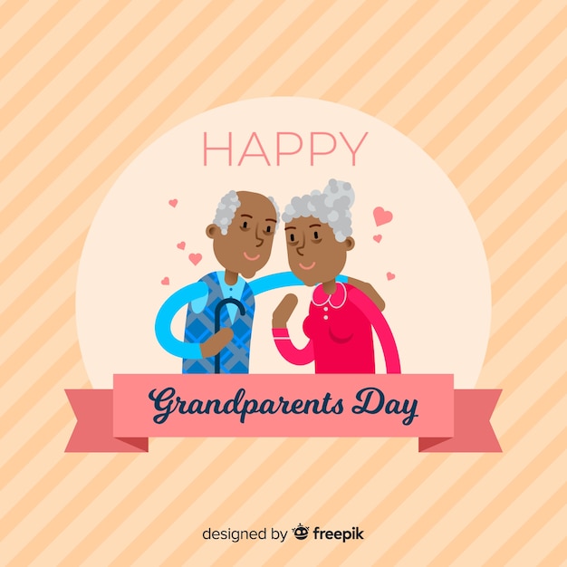 Free Vector happy grandparents day background in flat design