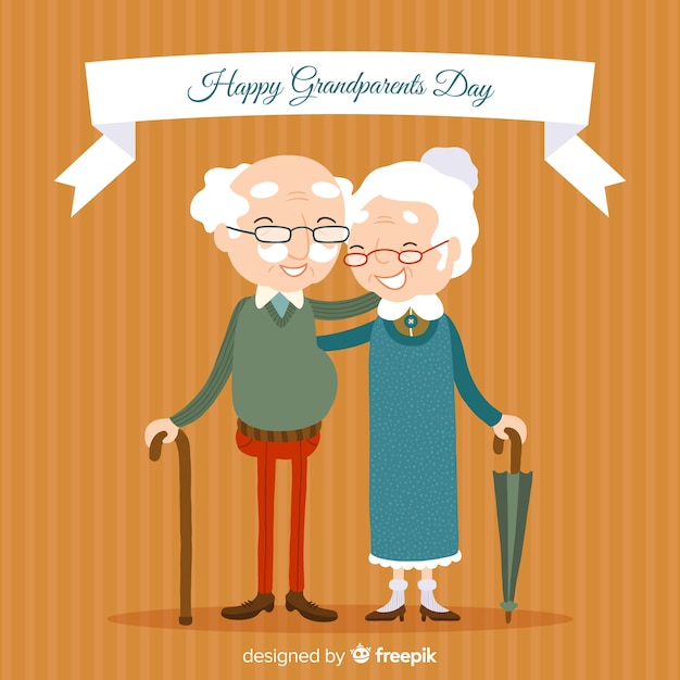 Free Vector happy grandparents day background in hand drawn style