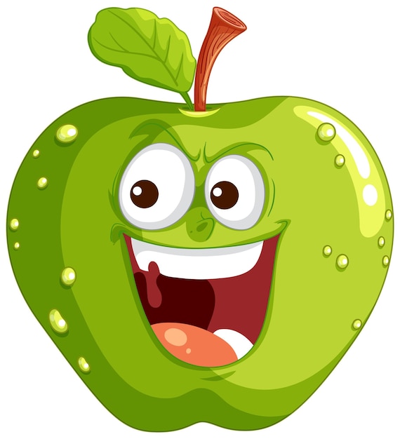 Free Vector happy green apple cartoon