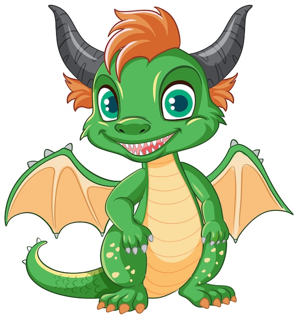 Free vector happy green cartoon dragon smiling