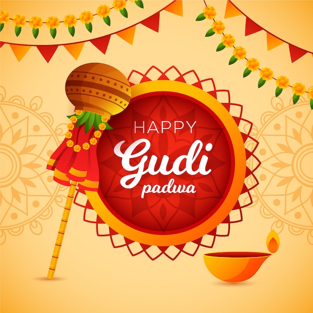 Free Vector happy gudi padwa flat design