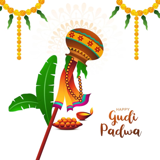 Free Vector happy gudi padwa traditional maharastra celebration greeting card background