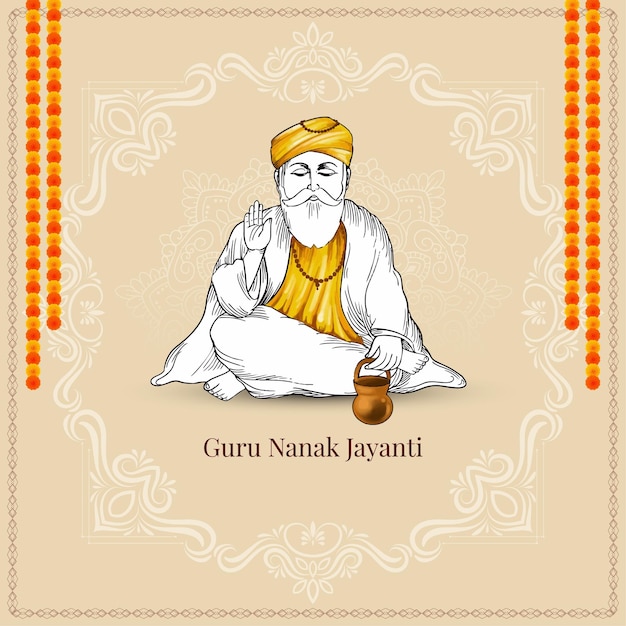 Free Vector happy guru nanak jayanti religious festival celebration card vector