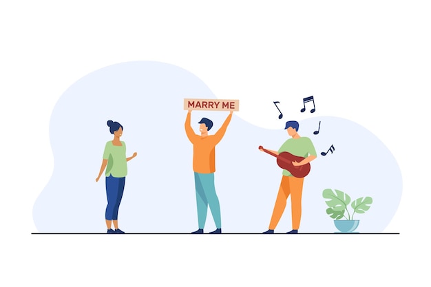 Free Vector happy guy proposing marriage to woman