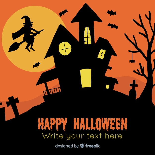 Happy halloween background with haunted house