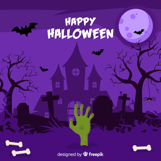 Happy halloween background with haunted house