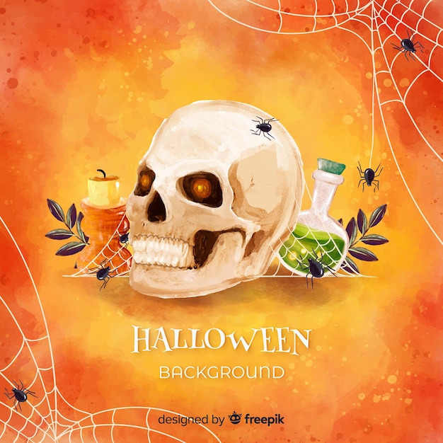 Happy halloween background with skull and poison