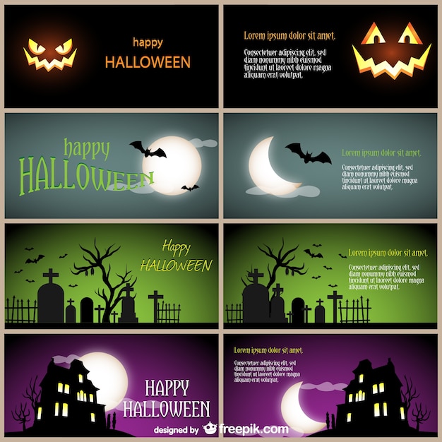 Free vector happy halloween card templates