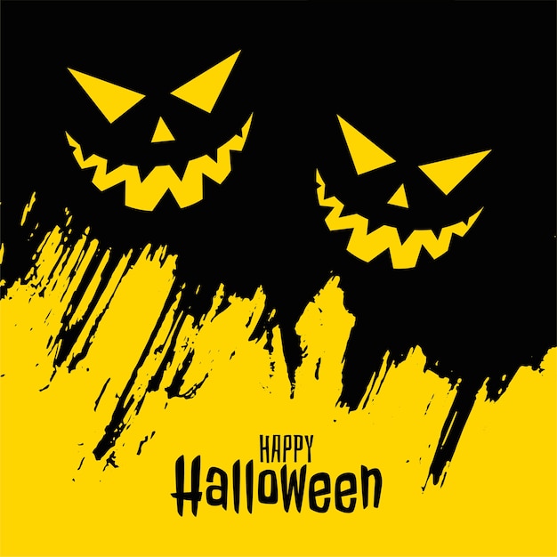 Free Vector happy halloween card with scary spooky face