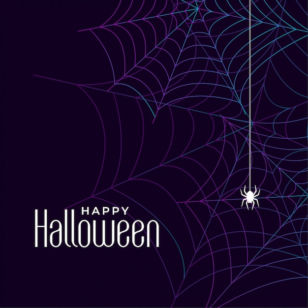 Happy halloween cobweb background with spider