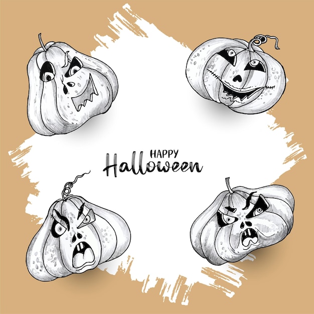 Free Vector happy halloween festival creepy devil pumpkins background design