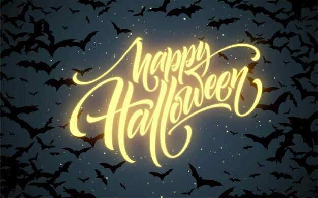 Happy Halloween glowing night background