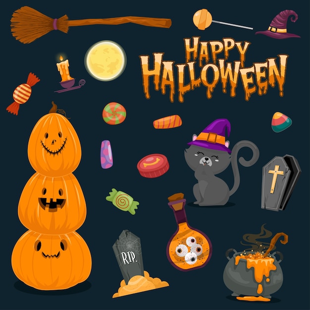 Free Vector happy halloween illustrations