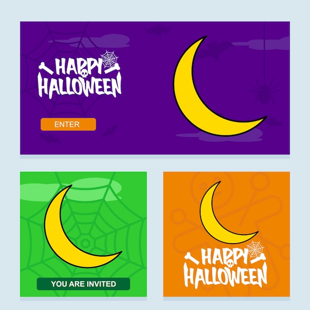 Happy Halloween invitation design with moon vector