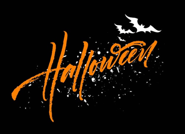 Free Vector happy halloween lettering. holiday calligraphy for banner, poster, greeting card, party invitation. vector illustration eps10