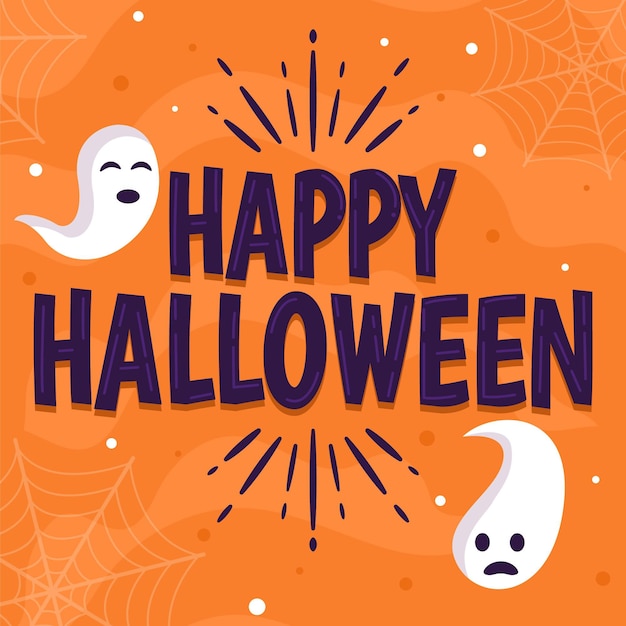 Free Vector happy halloween - lettering theme