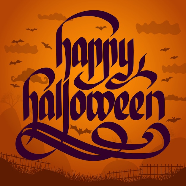 Free vector happy halloween lettering