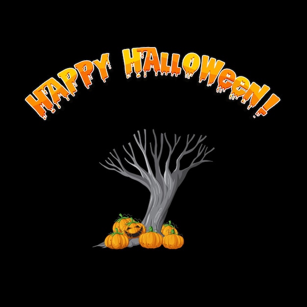 Happy Halloween logo with creepy tree