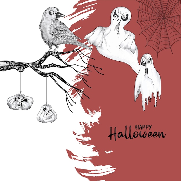 Free Vector happy halloween party festival creepy ghost background design