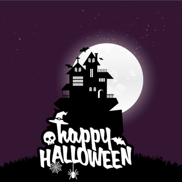 Free Vector happy halloween scary night background