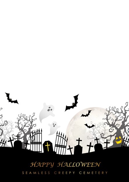 Happy Halloween Seamless Illustration With The Moon