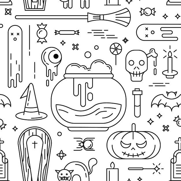 Happy halloween. seamless pattern with icons.