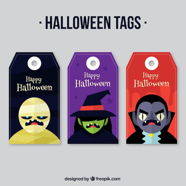 Free vector happy halloween tags