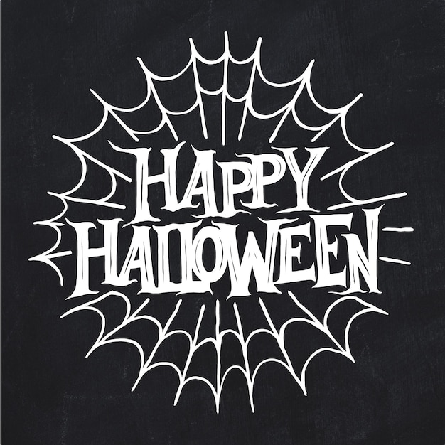 Free Vector happy halloween and white spiderweb lettering